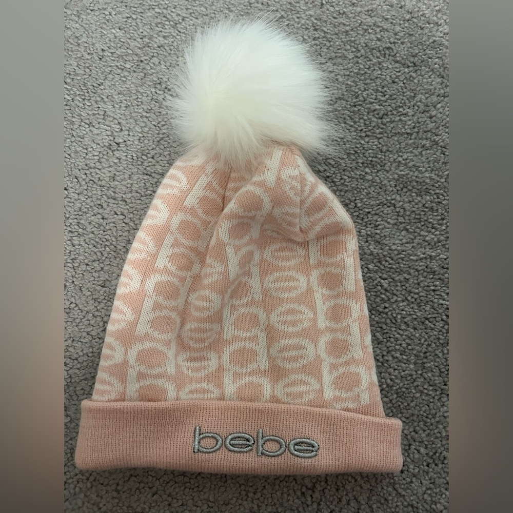 Bebe Blush and Cream Womens Hat with Pom Pom